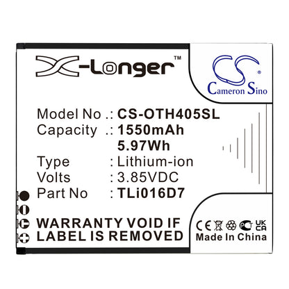 Replacement Battery for Alcatel  OT-4055J – Mobile, SmartPhone – 1550mAh / 5.97Wh / 3.85V