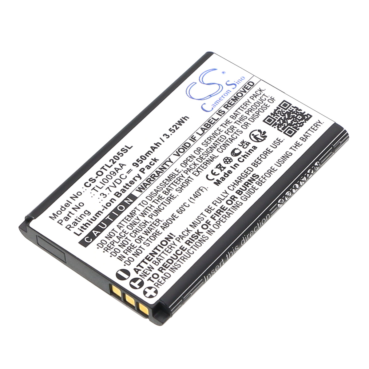 Replacement Battery for Alcatel OT-2038X – Mobile, SmartPhone – 950mAh / 3.7V