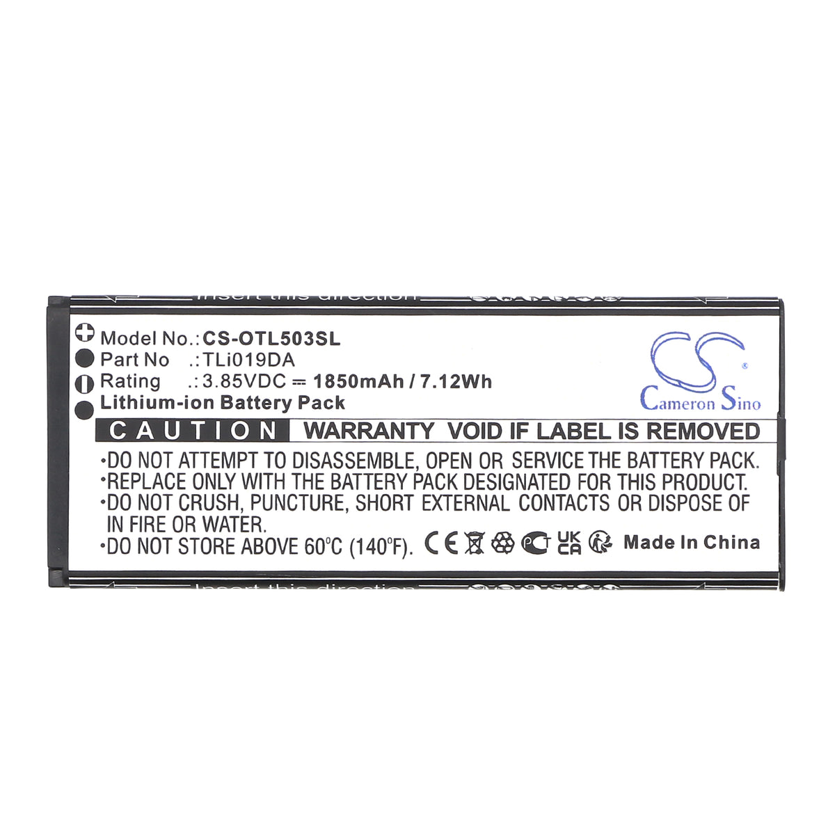 Replacement Battery for Alcatel OT-5005R – Mobile, SmartPhone – 1850mAh / 3.85V