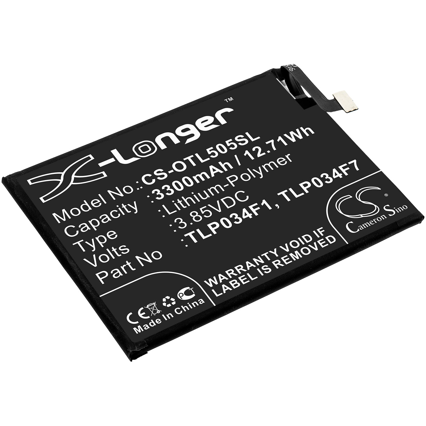 Replacement Battery for Total Wireless | Alcatel | MetroPCS A2X – Mobile, SmartPhone – 3300mAh / 3.85V - image 1