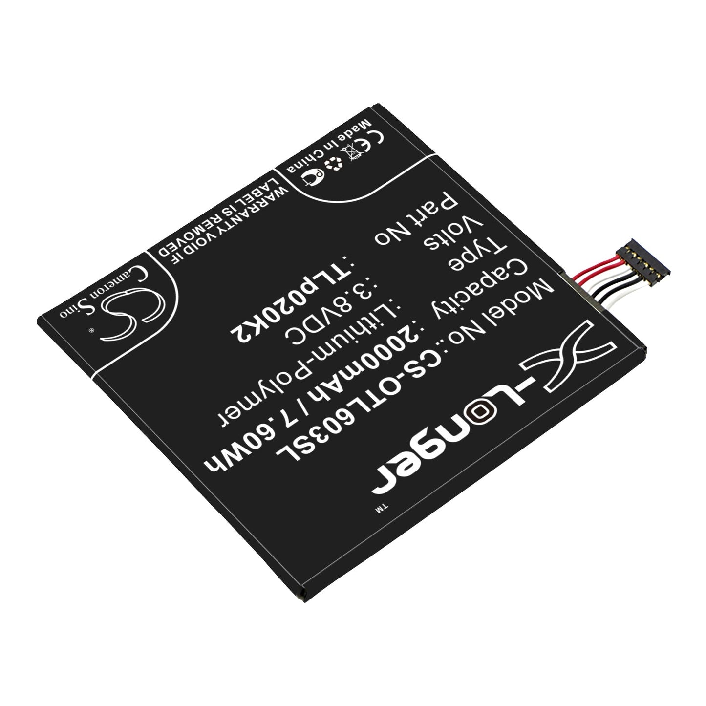 Replacement Battery for Alcatel  6039S-2AALUS7 – Mobile, SmartPhone – 2000mAh / 7.60Wh / 3.8V