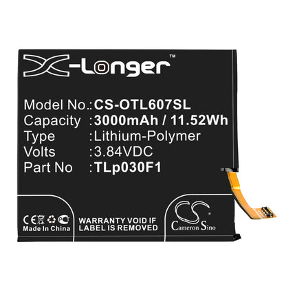Replacement Battery for Alcatel  Idol 4 Pro – Mobile, SmartPhone – 3000mAh / 11.52Wh / 3.84V