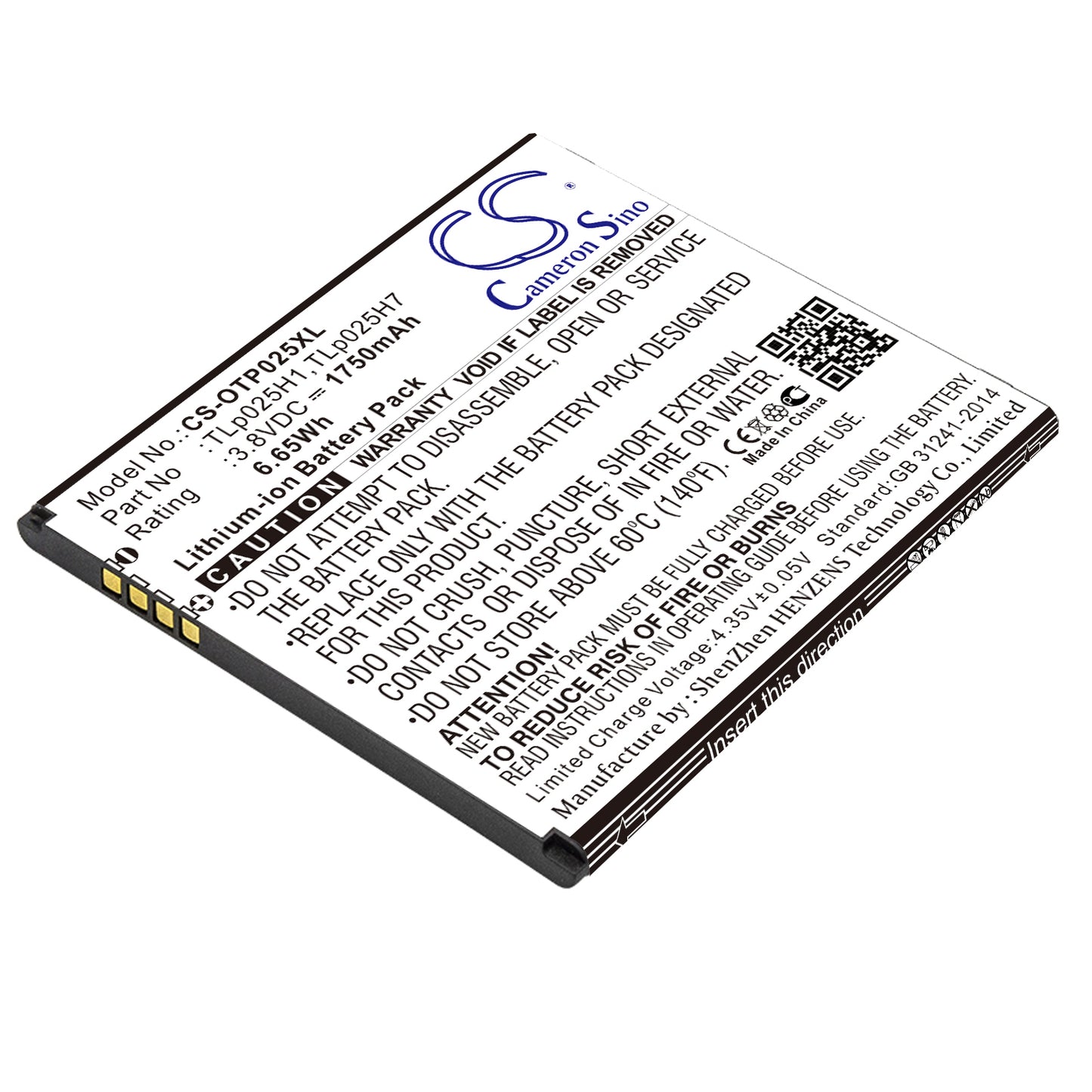 Replacement Battery for Alcatel One Touch POP 4 – Mobile, SmartPhone – 1750mAh / 3.8V - image 1