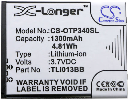 Replacement Battery for Alcatel  One Touch Pixi 3 4.0 – Mobile, SmartPhone – 1300mAh / 4.81Wh / 3.7V