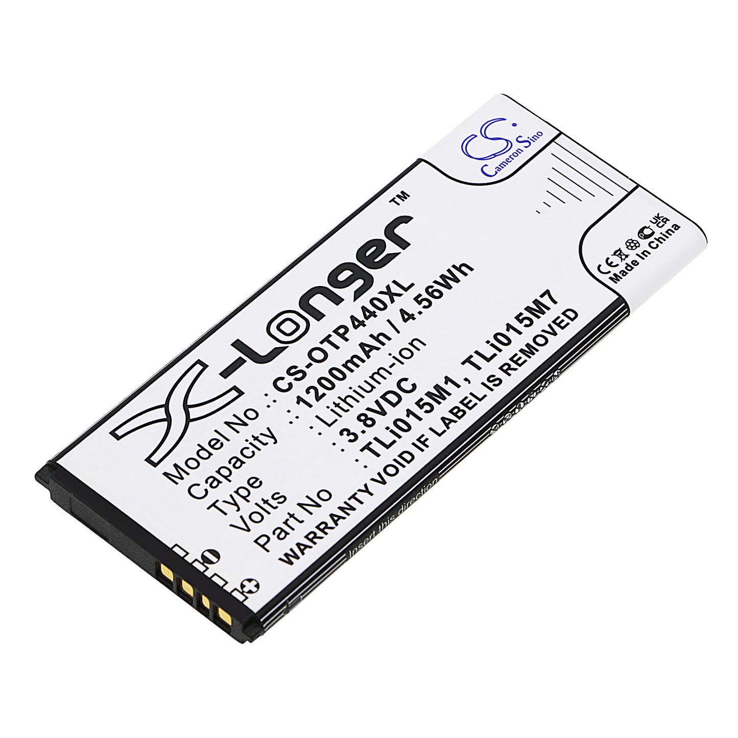 Replacement Battery for Alcatel One Touch Pixi 4 4.0 – Mobile, SmartPhone – 1200mAh / 3.8V - image 1
