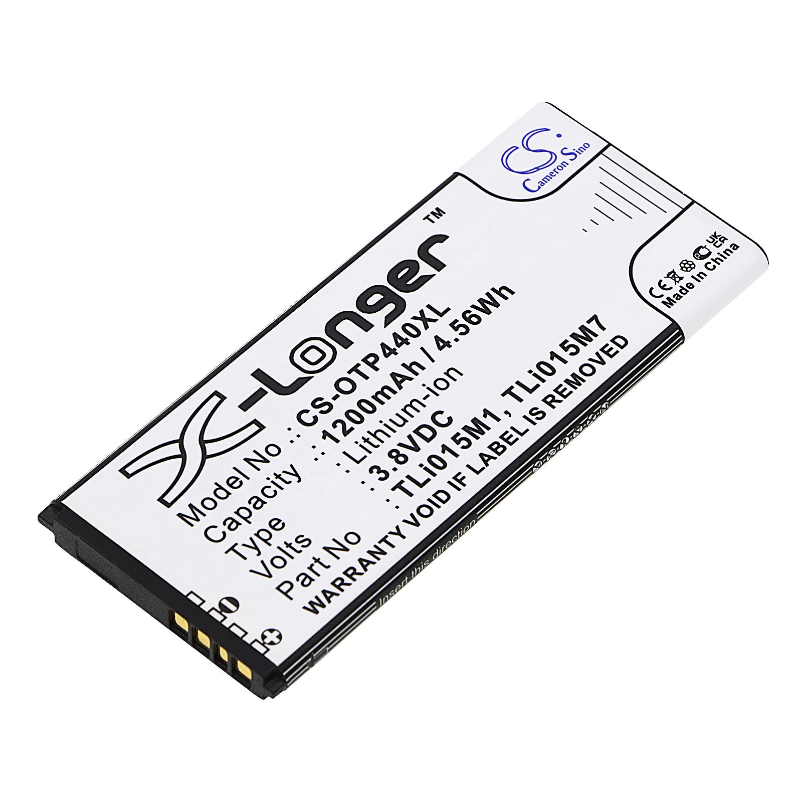 Replacement Battery for Alcatel One Touch Pixi 4 4.0 – Mobile, SmartPhone – 1200mAh / 3.8V - image 1