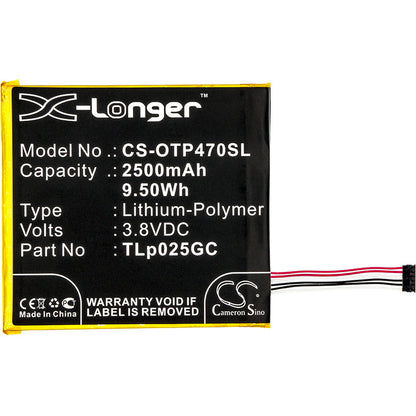 Replacement Battery for Alcatel  One Touch Pixi 4 7.0 – Mobile, SmartPhone – 2500mAh / 9.50Wh / 3.8V
