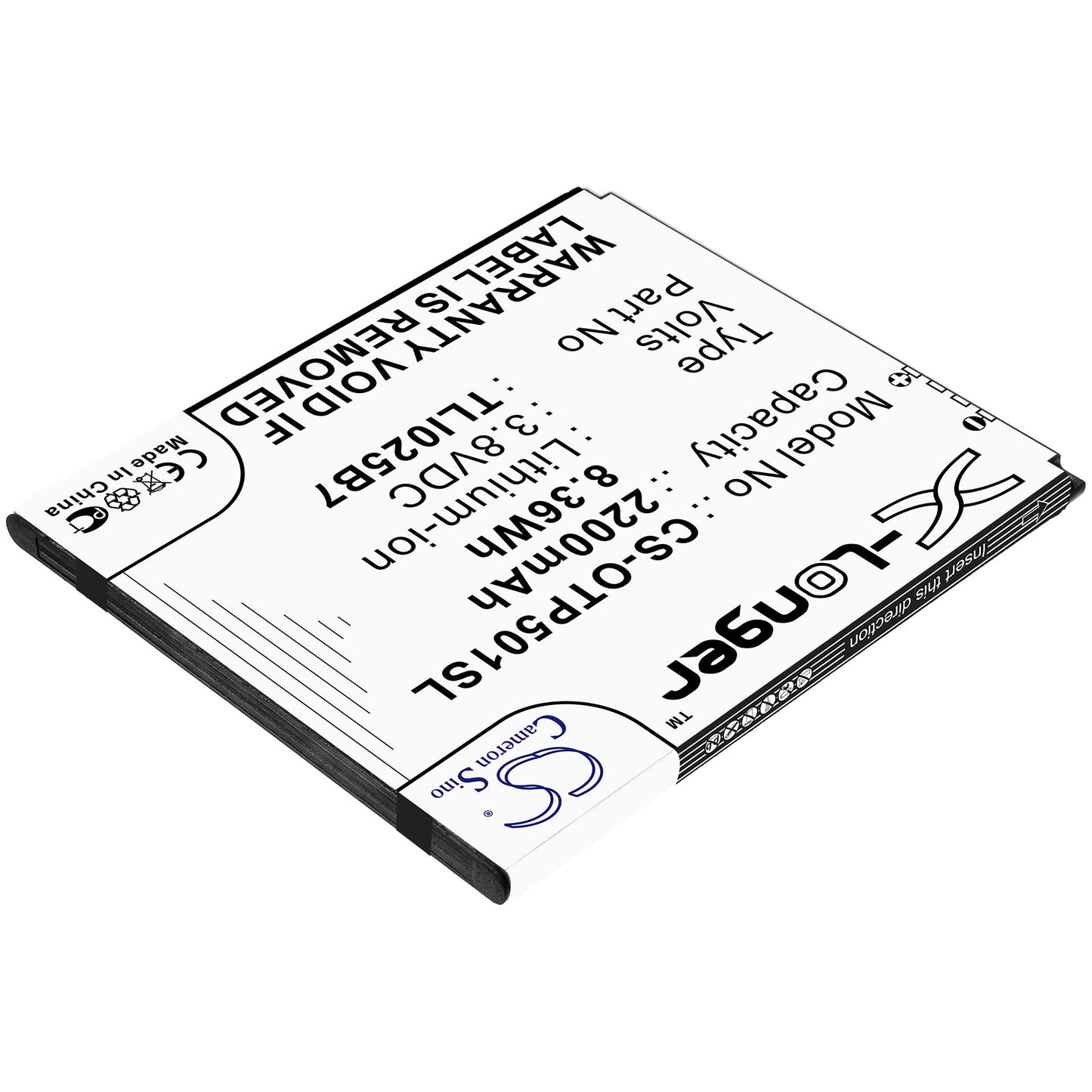 Replacement Battery for Alcatel  5011A – Mobile, SmartPhone – 2200mAh / 8.36Wh / 3.8V