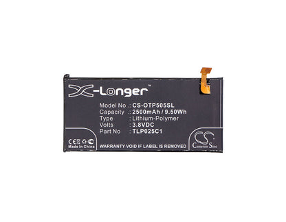 Replacement Battery for Alcatel  One Touch Allure – Mobile, SmartPhone – 2500mAh / 9.50Wh / 3.8V