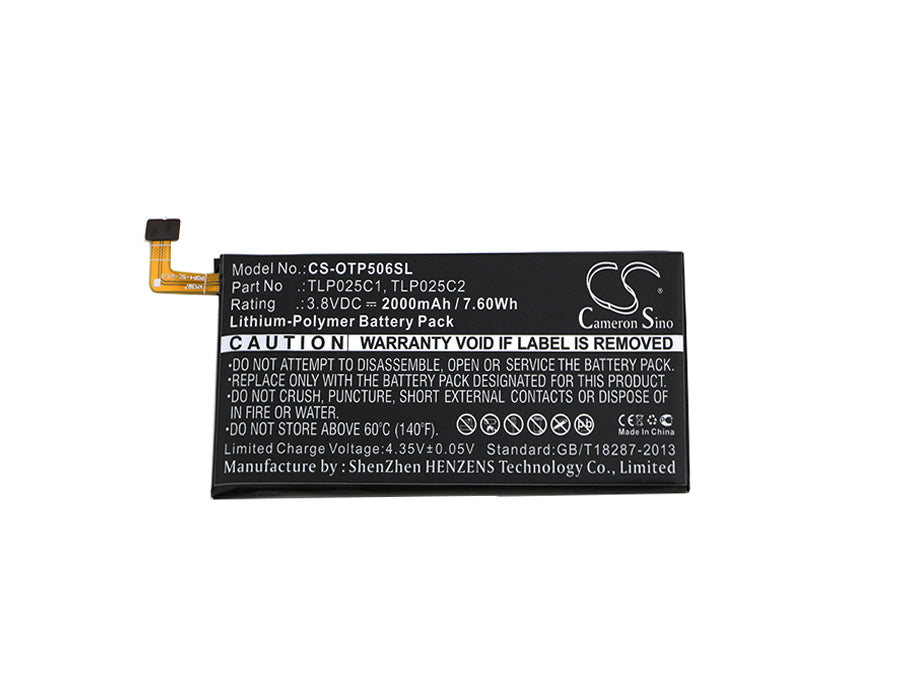 Replacement Battery for Alcatel  One Touch Allure – Mobile, SmartPhone – 2000mAh / 7.60Wh / 3.8V
