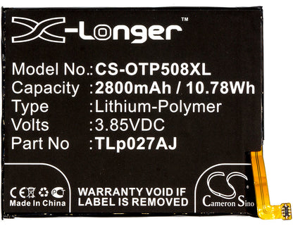 Replacement Battery for Alcatel  5085D – Mobile, SmartPhone – 2800mAh / 10.78Wh / 3.85V