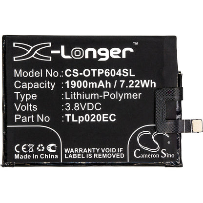 Replacement Battery for Alcatel  One Touch Pop Up – Mobile, SmartPhone – 1900mAh / 7.22Wh / 3.8V