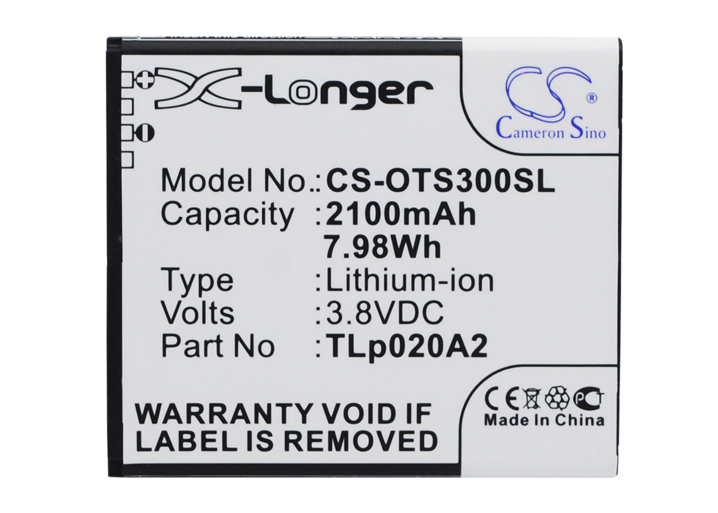 Replacement Battery for Alcatel One Touch POP S3 – Mobile, SmartPhone – 2100mAh / 3.8V - image 1