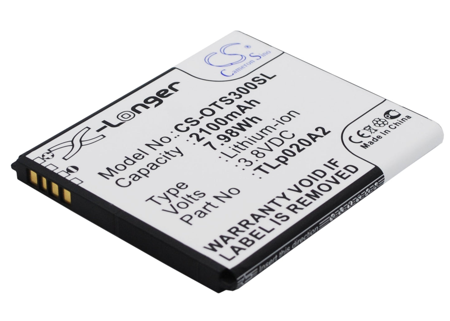Replacement Battery for Alcatel  5065W-2DALUS2 – Mobile, SmartPhone – 2100mAh / 7.98Wh / 3.8V