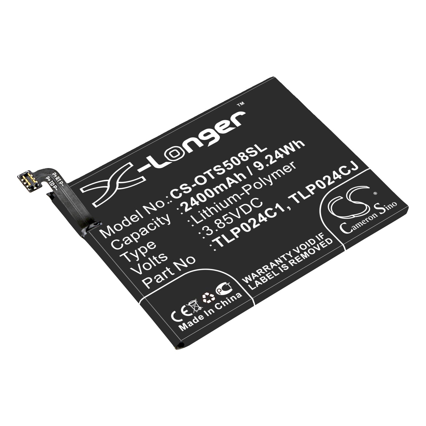 Replacement Battery for Alcatel | Vodafone | Optus | Verizon One Touch Shine Lite – Mobile, SmartPhone – 2400mAh / 3.85V - image 1