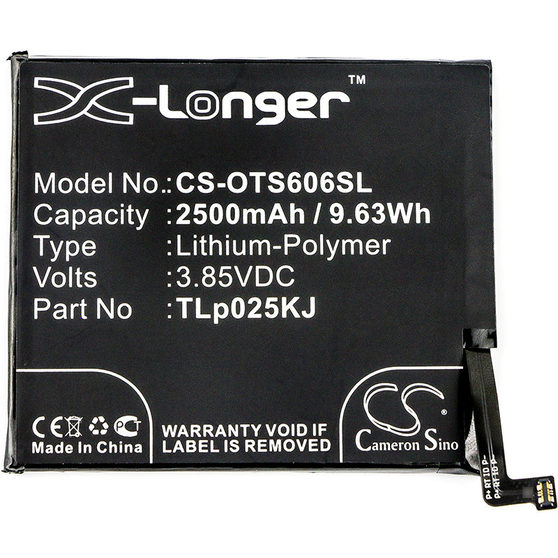 Replacement Battery for Alcatel  One Touch Idol 5S – Mobile, SmartPhone – 2500mAh / 9.63Wh / 3.85V