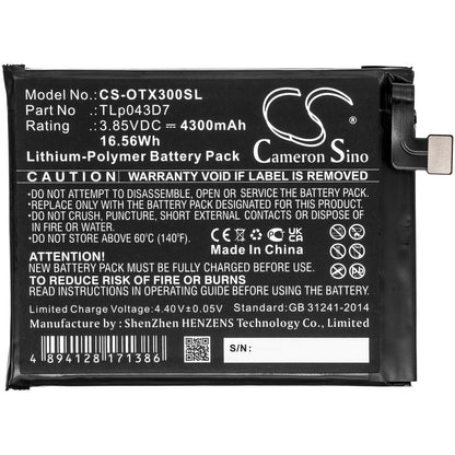 Replacement Battery for Alcatel 3X – Mobile, SmartPhone – 4300mAh / 3.85V