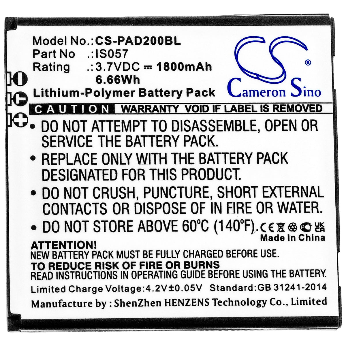 Replacement Battery for Pax D200 – Payment Terminal – 1800mAh / 3.7V