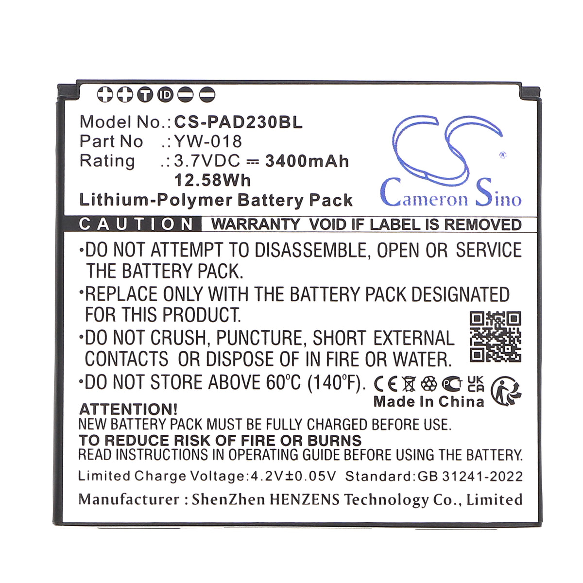 Replacement Battery for Pax D230 – Payment Terminal – 3400mAh / 3.7V