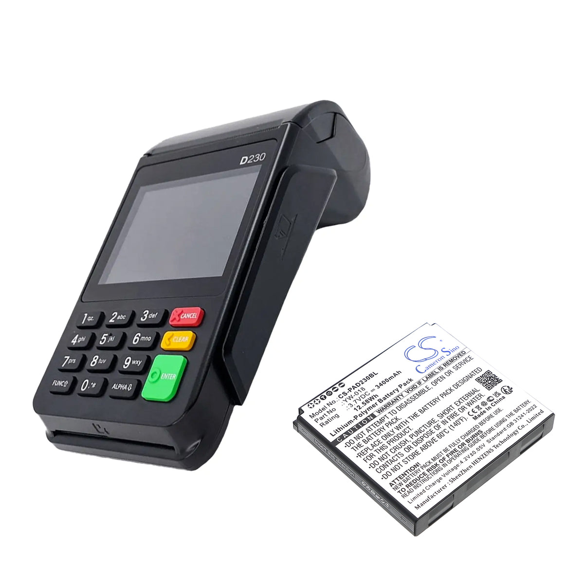 Replacement Battery for Pax D230 – Payment Terminal – 3400mAh / 3.7V