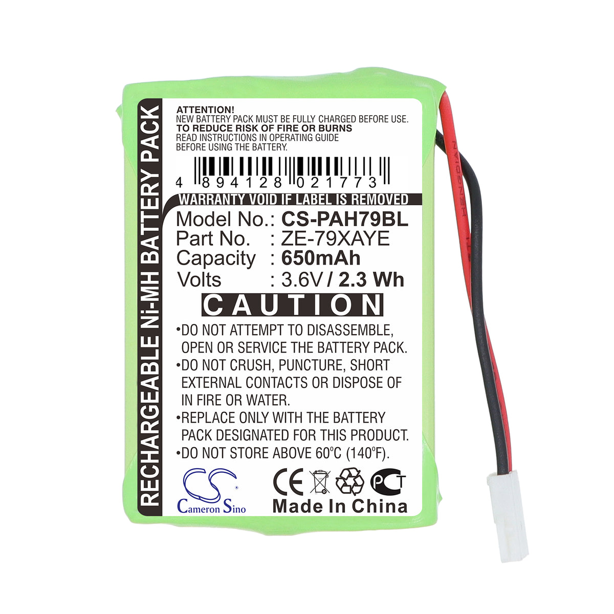Replacement Battery for Panasonic Handheld ZE-79UNCY – Barcode Scanner – 650mAh / 3.6V