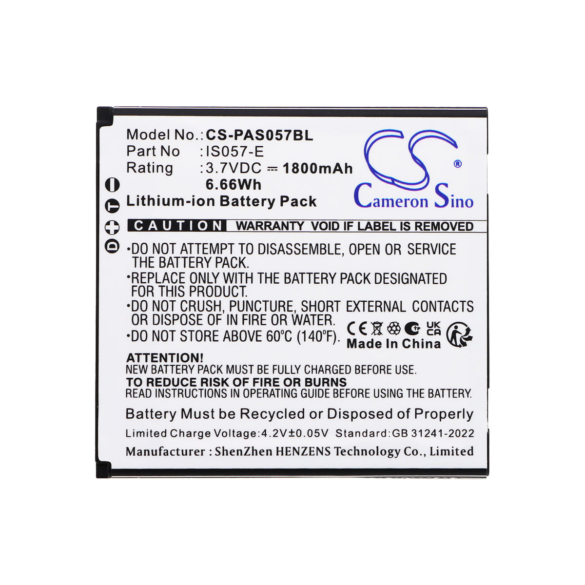 Replacement Battery for Pax IS057-E – Payment Terminal – 1800mAh / 3.7V