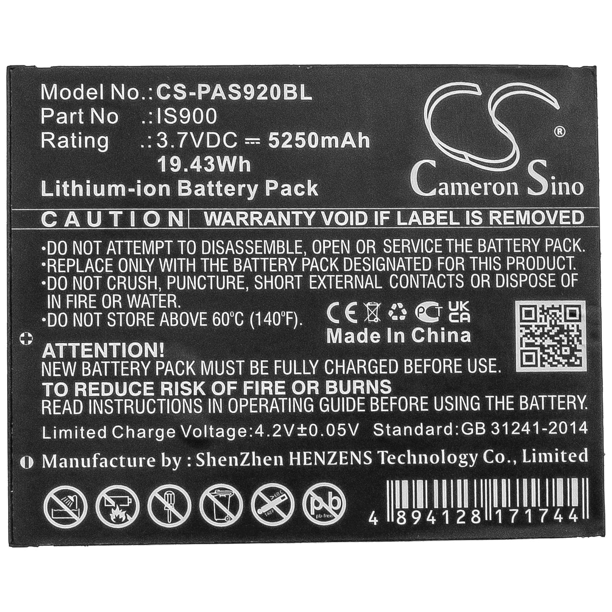 Replacement Battery for Pax A920 – Payment Terminal – 5250mAh / 3.7V
