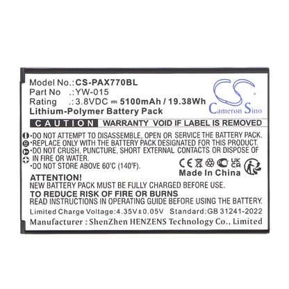 Replacement Battery for Pax A77 – Payment Terminal – 5100mAh / 3.8V