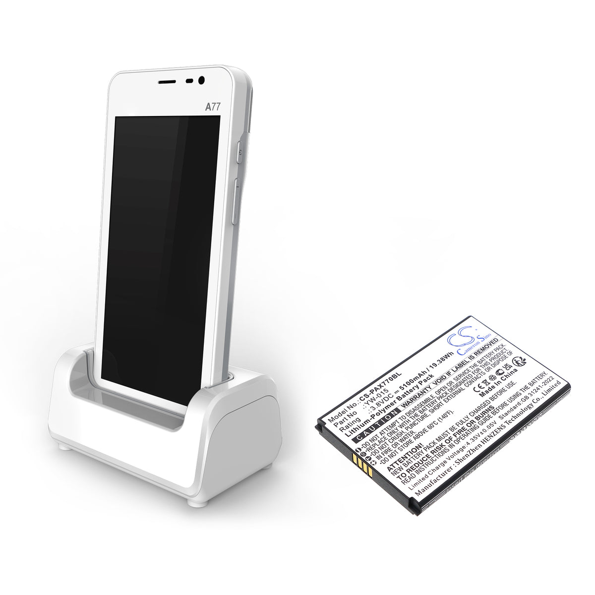 Replacement Battery for Pax A77 – Payment Terminal – 5100mAh / 3.8V