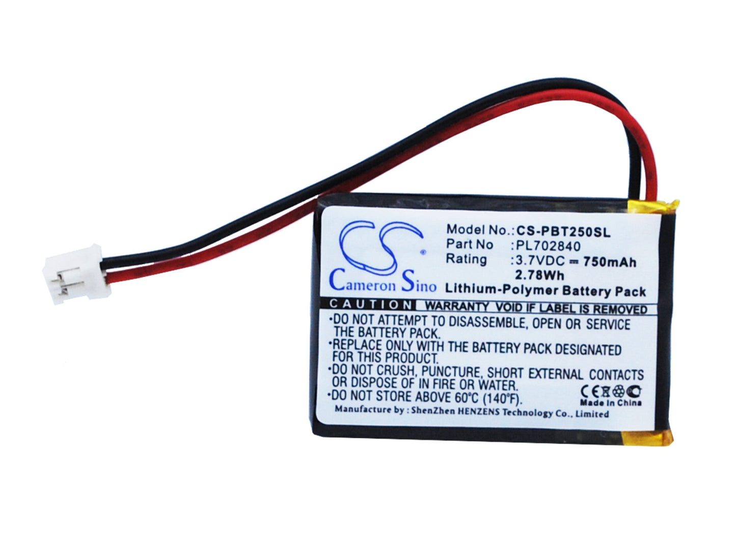 Replacement Battery for Philips  BT2500 – Speaker – 750mAh / 2.78Wh / 3.7V