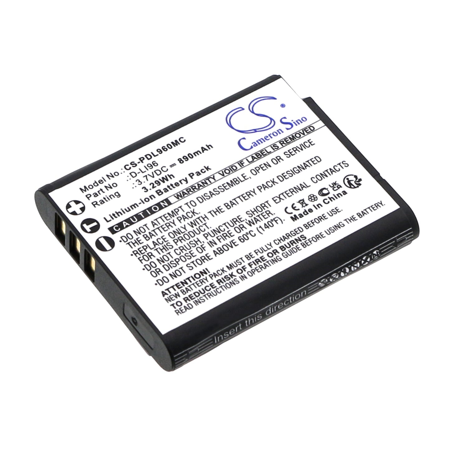 Replacement Battery for Pentax  WG-1000 – Camera – 890mAh / 3.29Wh / 3.7V