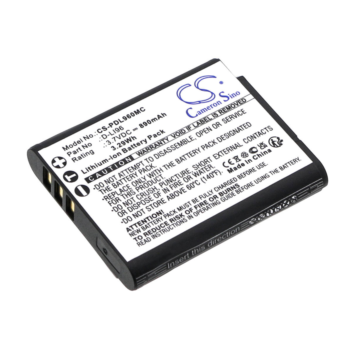 Replacement Battery for Pentax WG-1000 – Camera – 890mAh / 3.7V