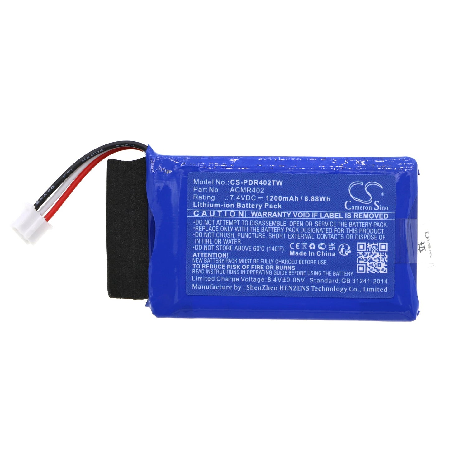 Replacement Battery for President  Jerry – Two-Way Radio – 1200mAh / 8.88Wh / 7.4V