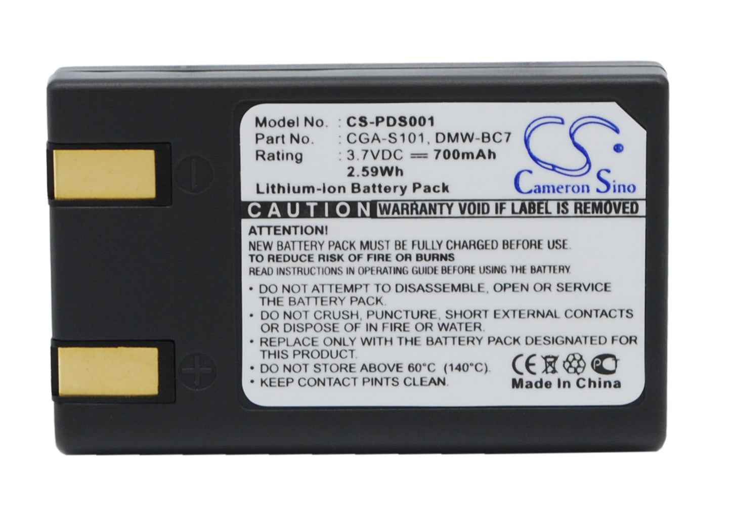 Replacement Battery for Panasonic Lumix DMC-F7-B – Camera – 700mAh / 3.7V - image 1