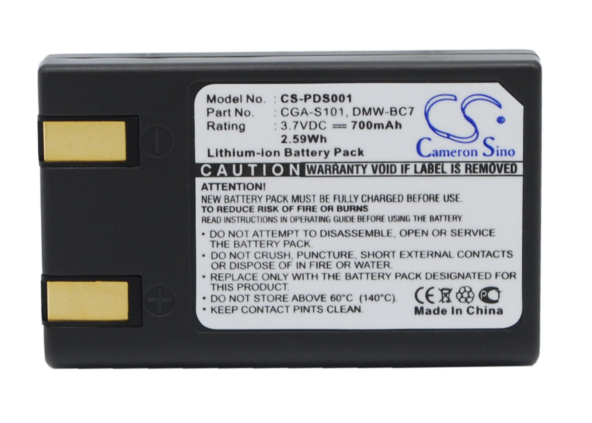 Replacement Battery for Panasonic Lumix DMC-F7-B – Camera – 700mAh / 3.7V - image 1