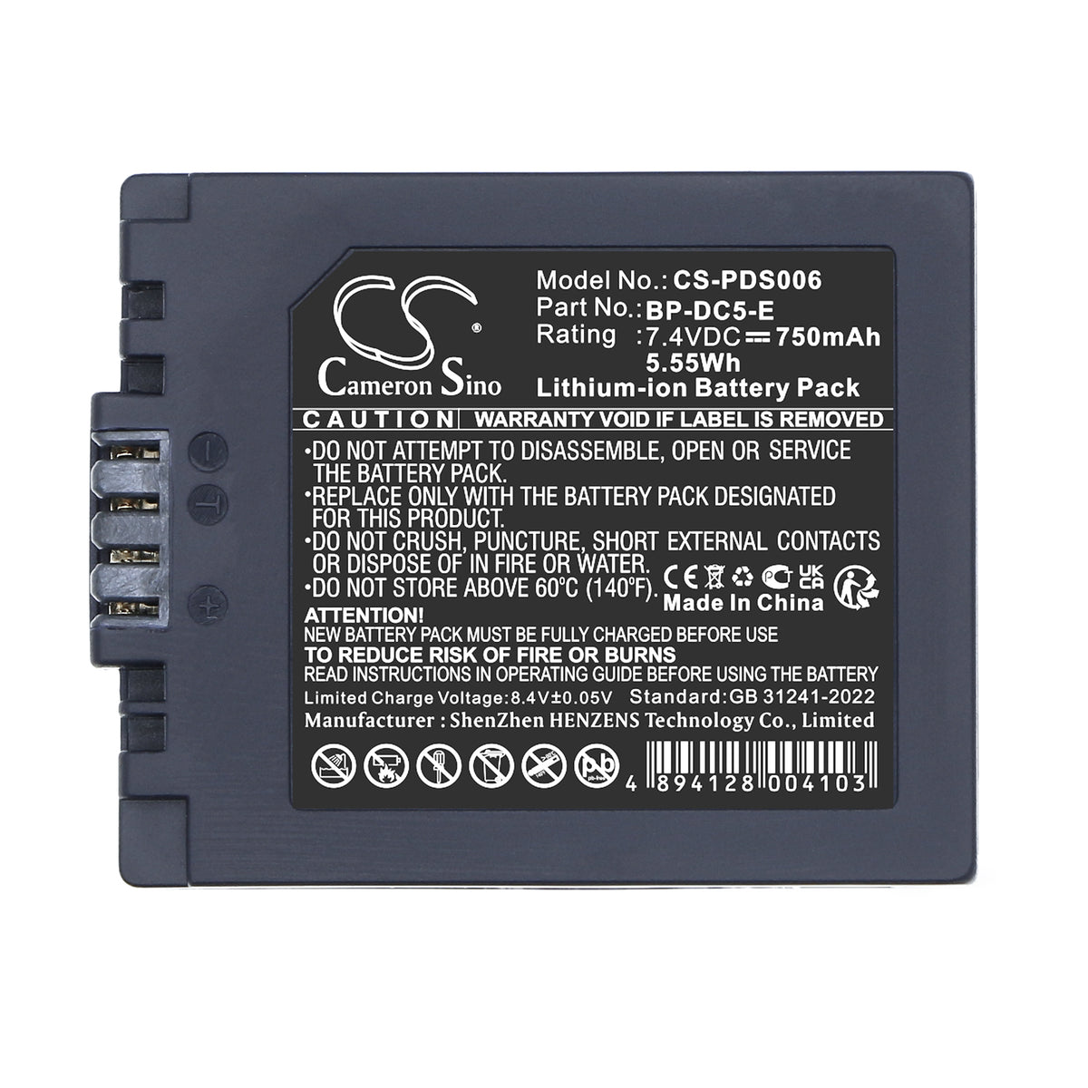 Replacement Battery for Panasonic | Leica Lumix DMC-FZ50EB-K – Camera – 750mAh / 7.4V