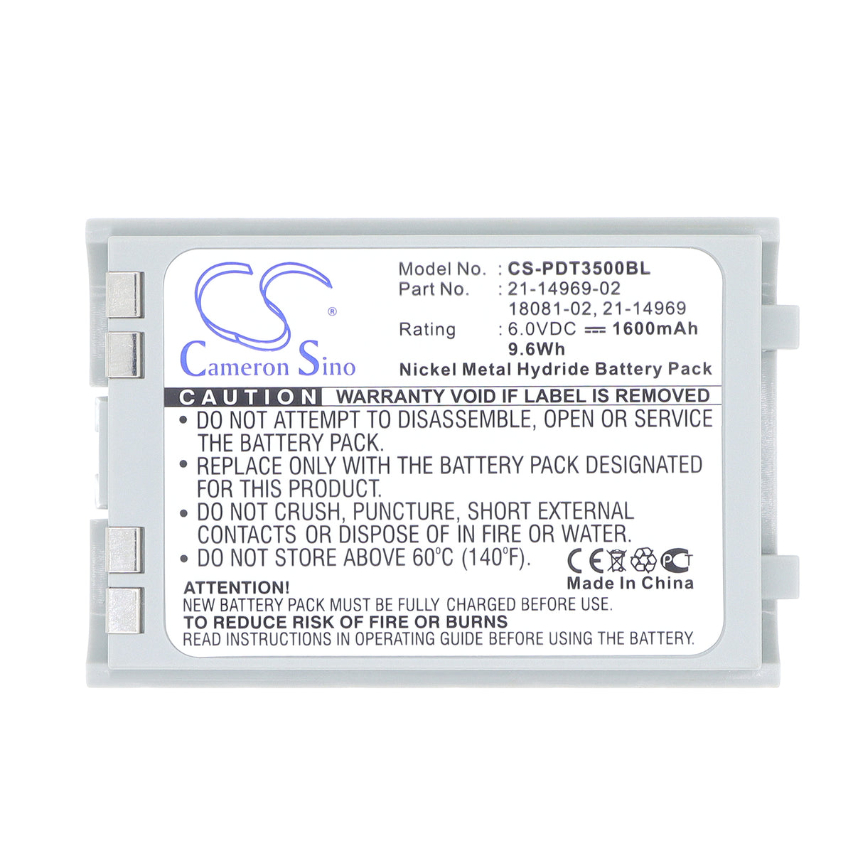 Replacement Battery for Symbol PDT3500 – Barcode Scanner – 1600mAh / 6V