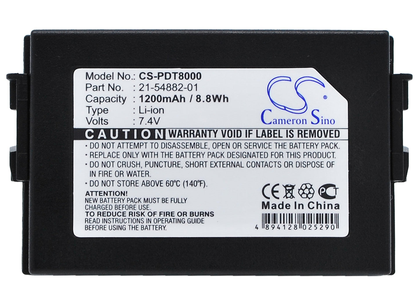 Replacement Battery for Symbol  PDT8000 – Barcode Scanner – 1200mAh / 8.88Wh / 7.4V