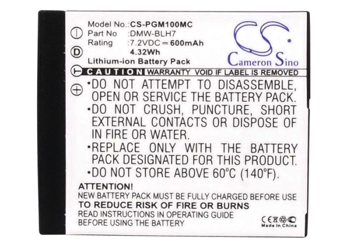 Replacement Battery for Panasonic Lumix DMC-GM1 – Camera – 600mAh / 7.2V