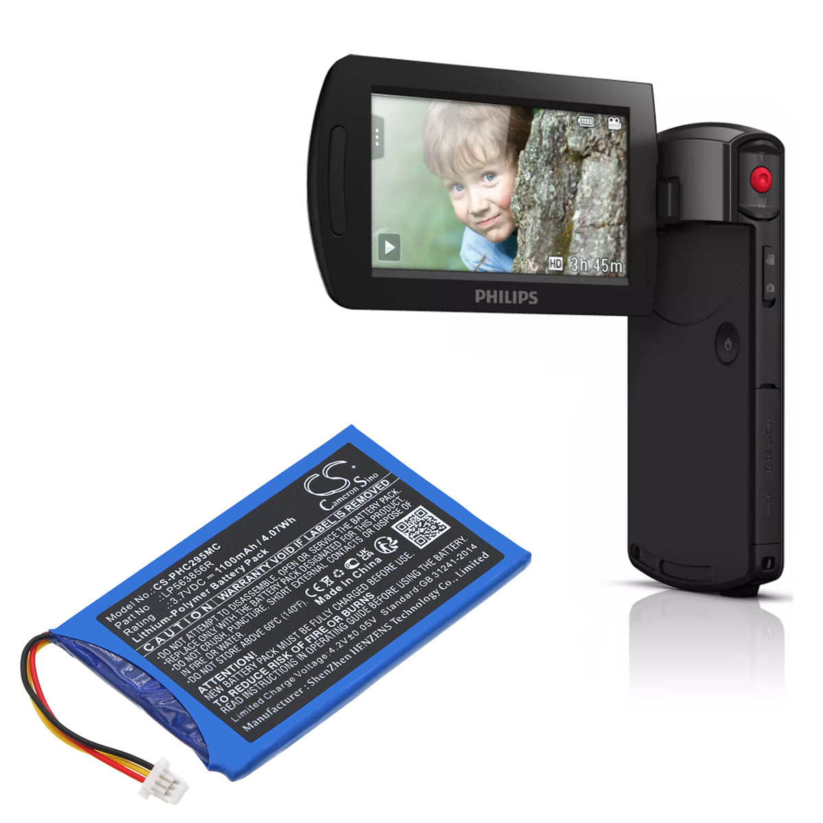 Replacement Battery for Philips HD CAM 295 – Camera – 1100mAh / 3.7V
