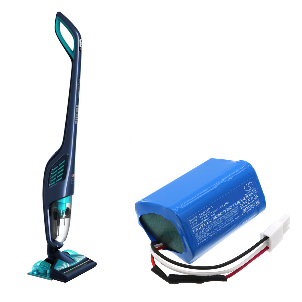 Replacement Battery for Philips PowerPro Aqua FC6400 – Vacuum – 2200mAh / 14.8V