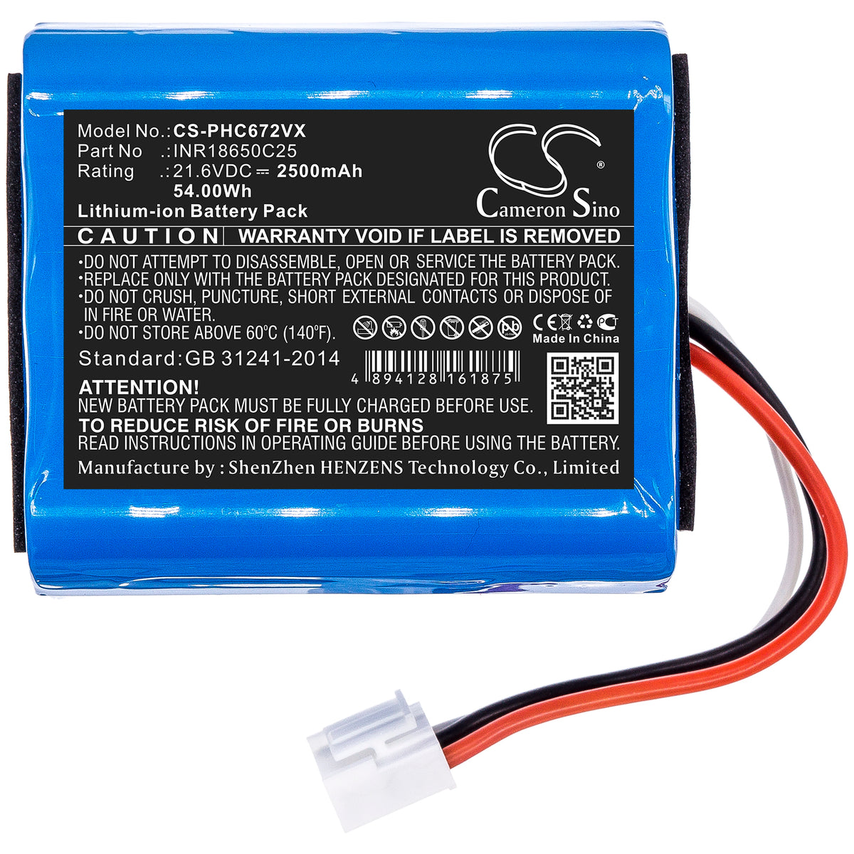 Replacement Battery for Philips FC6719/01 – Vacuum – 2500mAh / 21.6V