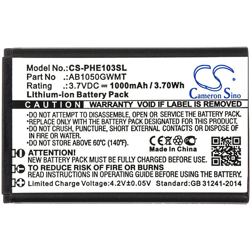 Replacement Battery for Philips  E103 – Mobile, SmartPhone – 1000mAh / 3.70Wh / 3.7V
