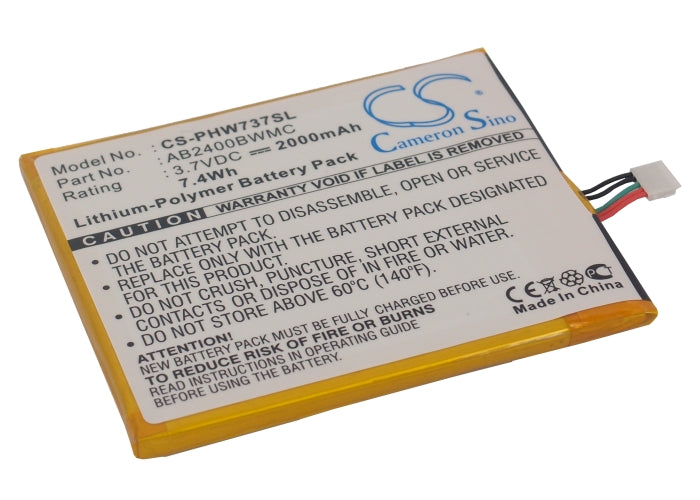 Replacement Battery for Philips Xenium W737 – Mobile, SmartPhone – 2000mAh / 3.7V - image 1