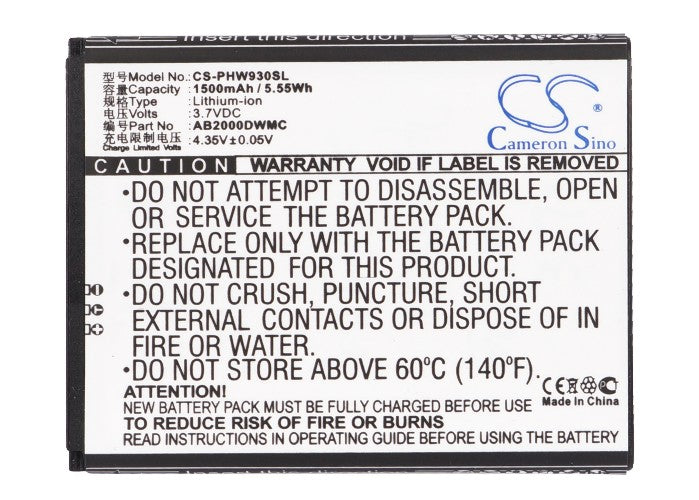 Replacement Battery for Philips Xenium W8578 – Mobile, SmartPhone – 1500mAh / 3.7V - image 5