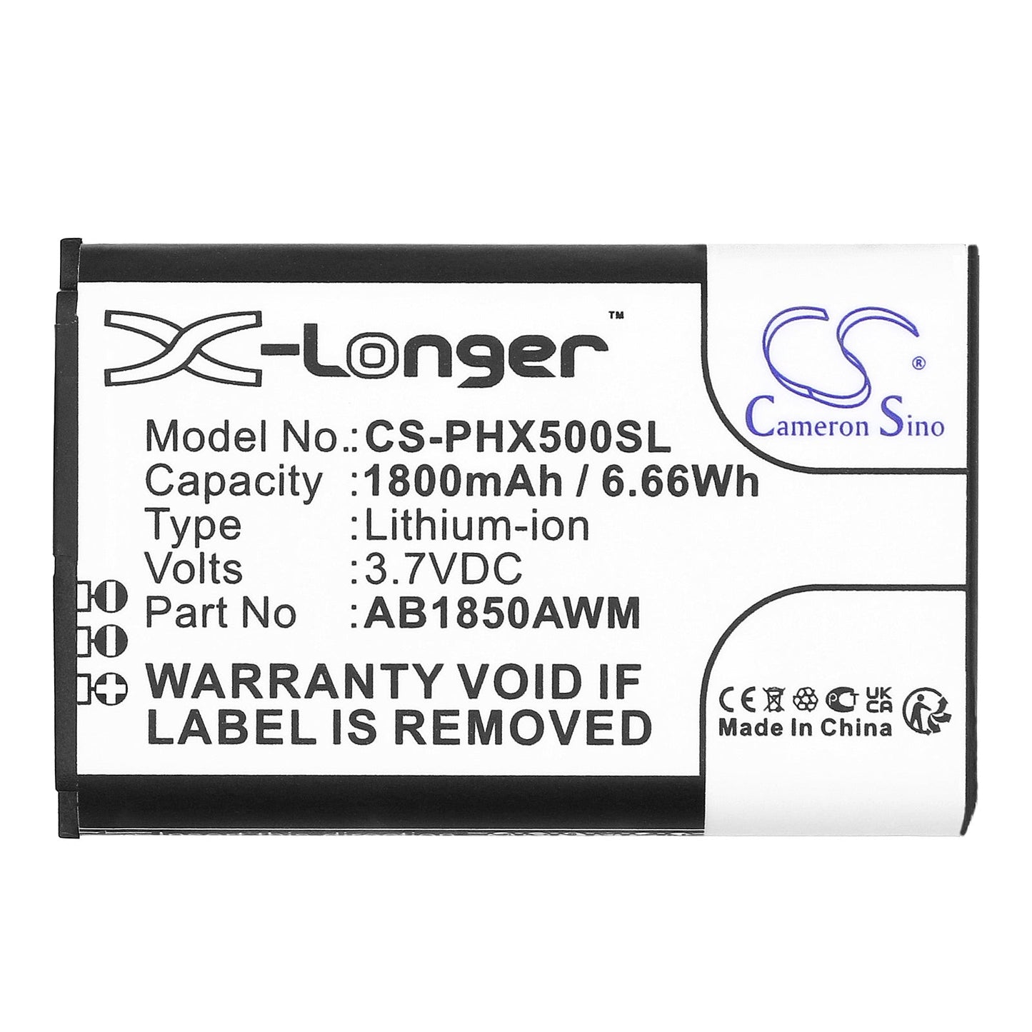 Replacement Battery for Philips  AB1720AWM – Mobile, SmartPhone – 1800mAh / 6.66Wh / 3.7V