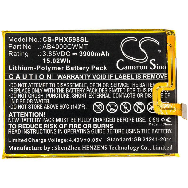 Replacement Battery for Philips  CTS598 – Mobile, SmartPhone – 3900mAh / 15.02Wh / 3.85V