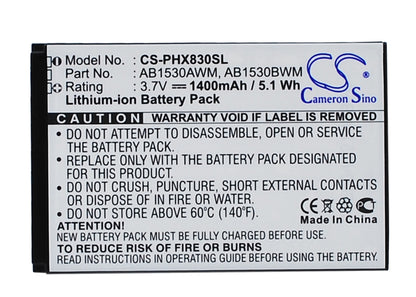 Replacement Battery for Philips Xenium T910 – Mobile, SmartPhone – 1400mAh / 3.7V - image 1