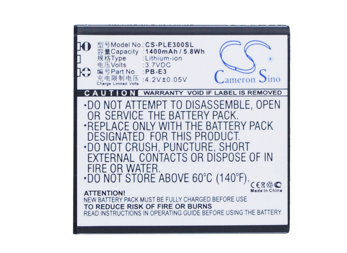 Replacement Battery for POLE  E3 – Mobile, SmartPhone – 1400mAh / 5.8Wh / 3.7V