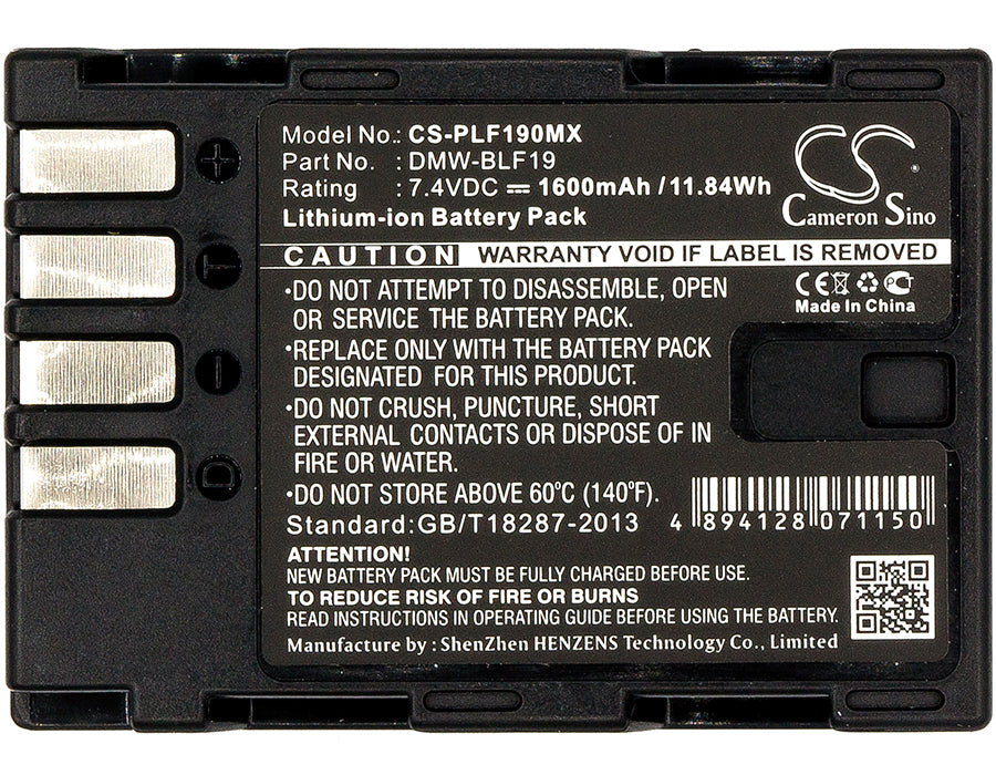 Replacement Battery for Panasonic Lumix DMC-GH3 – Camera – 1600mAh / 7.4V